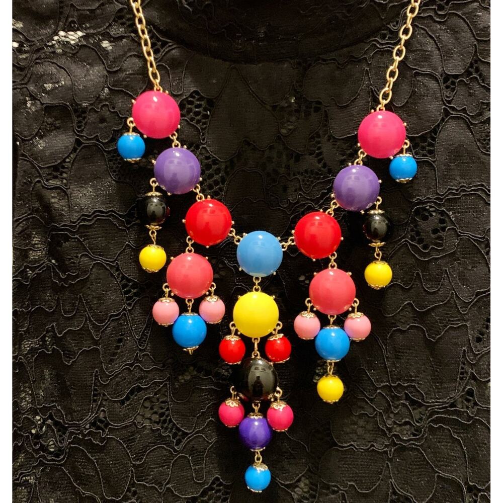 Chunky Bubble Gum  Color Bib Necklace